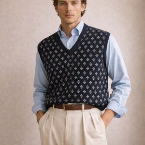 Ralph Lauren Purple Label 100% Cashmere Vest – Classic Patterned Luxury Knit XL